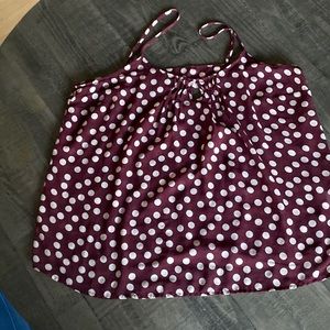 Light weight burgundy and white tank style blouse